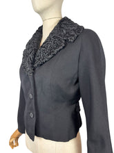 Load image into Gallery viewer, Original 1950’s Black Wool Jacket with Astrakhan Trim - Bust 34 35