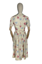 Load image into Gallery viewer, Original Petite Fitting 1940's 1950's Novelty Print Dress and Jacket Set with Palm Tree Print in Red, White and Blue Cotton Rayon - Bust 32"