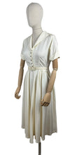 Load image into Gallery viewer, Original 1950's Ivory Mode O'Day Belted Day Dress with Button Bodice - Bust 34 *