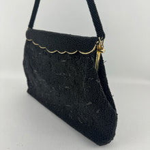 Load image into Gallery viewer, Original 1950's Black and Gold Heavily Beaded Evening Bag