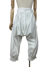 Load image into Gallery viewer, Antique Victorian Open Crotch Bloomers with Button Fastening - Waist 27 **