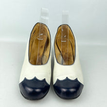 Load image into Gallery viewer, Original 1940's CC41 Cream Suede and Blue Leather Spectator Court Shoes - UK 5.5 6