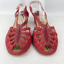 Load image into Gallery viewer, Original 1950's Red Canvas Gayday Sandals with Pastel Tartan Lining - UK 5