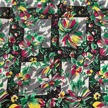 Load image into Gallery viewer, Original 1940's 1950's Cotton Dressmaking Fabric in Black, Green, Grey, Yellow and Red - 44" x 90"