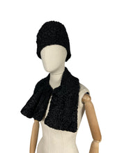 Load image into Gallery viewer, Original 1930's Black Astrakhan Hat and Scarf - Real Fur *