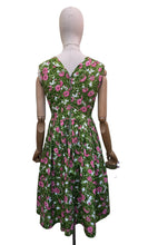 Load image into Gallery viewer, Original 1950's Green and Pink Floral Dress by Peggy Page - Bust 34