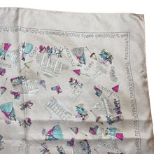 Load image into Gallery viewer, Original 1950's Fine Silk French Tourist Scarf from Paris - Beautifully Intricate Scenes - Great Headscarf