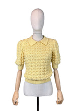 Load image into Gallery viewer, Vintage Hand Knitted Wool Jumper in Soft Yellow - Knitted from a 1940's Pattern - Bust 34 36 *