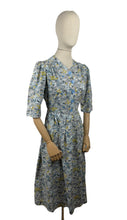Load image into Gallery viewer, Original Late 1940's Early 1950's Grey, Blue, Mustard and White Cotton Day Dress - Bust 38 *