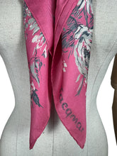 Load image into Gallery viewer, Original 1940's 1950’s Jacqmar Pure Silk Scarf with Pretty Floral Print in Grey and White on a Bright Pink Base