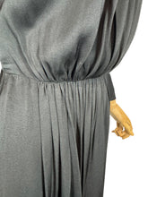 Load image into Gallery viewer, Original 1950's Heavy Black Silk Long Sleeved Dress with Pockets - Bust 34