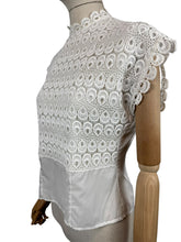 Load image into Gallery viewer, Original 1950's White Nylon Button Back Blouse by Top Town - Bust 34
