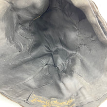 Load image into Gallery viewer, Fabulous Original 1930's Dark Brown Velvet Hat with Ostrich Feather Plume Trim in Blue and Black *