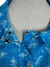 Load image into Gallery viewer, Original 1950's Blue and White Cotton Novelty Print Blouse with Paddle Steamer Boats - Bust 34 36 *