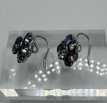 Load image into Gallery viewer, Original 1930's 1940's White Metal Iris Glass Flower Earrings for Pierced Ears