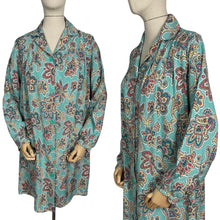 Load image into Gallery viewer, Original 1940's St Michael Cotton Smock Blouse in Turquoise, Red, Yellow and Blue - Bust 42 44 *