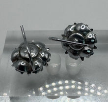 Load image into Gallery viewer, Original 1930's 1940's White Metal Iris Glass Flower Earrings for Pierced Ears