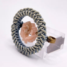 Load image into Gallery viewer, Original 1940's Pale Blue and Pink Wartime Make Do and Mend Wire Brooch with Flower Button Middle *