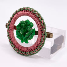 Load image into Gallery viewer, Original 1940's Pink and Green Wartime Make Do and Mend Wirework Brooch with Pretty Flower Middle *