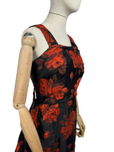 Load image into Gallery viewer, Original 1950's Elizabeth Henry of London Black and Red Wiggle Cocktail Dress with Back Drapes - Bust 36
