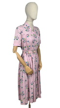 Load image into Gallery viewer, Original 1940's CC41 Pink, Green, Blue and White Floral Cotton Belted Day Dress - Bust 36