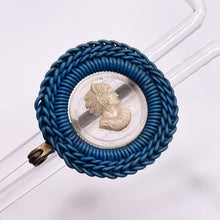 Load image into Gallery viewer, Original 1940's Blue and White Wartime Make Do and Mend Wire Brooch with Cameo Button Middle *