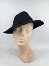 Load image into Gallery viewer, Original Late 1930's or Early 1940's Black Felt Fedora Hat by Jacoll
