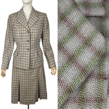 Load image into Gallery viewer, Original 1940's Green and Burgundy Check Wool Suit by Dorchester - Bust 38 40
