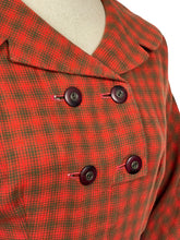 Load image into Gallery viewer, Original 1950's Red and Brown Check Wool Dress - Bust 34 35 *