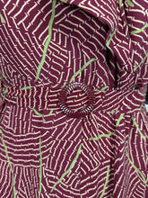 Load image into Gallery viewer, Original 1930's Art Deco Long Sleeved Belted Day Dress in Burgundy and Green - Bust 32 34 *
