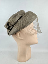 Load image into Gallery viewer, Original 1940's 1950's Mushroom Grey Felt Hat with Fine Net by Jacoll *