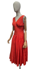 Load image into Gallery viewer, Original 1950's Cornell Flame Red Grosgrain Cocktail Dress - Bust 36 38