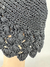 Load image into Gallery viewer, Original Late 1940's American Inky Black Crochet Cotton Skull Cap Hat