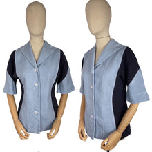 Load image into Gallery viewer, Original 1940's 1950's Heavy Linen Jacket in Two-Tone Blue - Bust 38 *