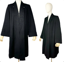 Load image into Gallery viewer, Original 1940's Black Worsted Wool Edge to Edge Coat by Jaypee - Bust 38 40 *