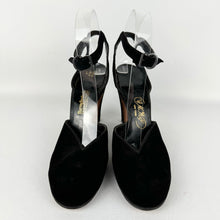 Load image into Gallery viewer, Original 1940's Black Suede High Shoes with Ankle Straps - Size 5.5 or 6 Narrow