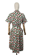 Load image into Gallery viewer, Original 1950's White, Orange, Green and Black Barkcloth Blouse and Skirt Suit - Bust 38 *