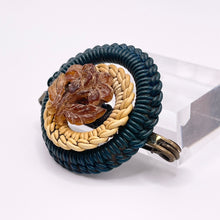 Load image into Gallery viewer, Original 1940's Green, Cream and Brown Wartime Make Do and Mend Wire Brooch with Flower Middle *