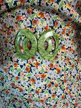 Load image into Gallery viewer, Original 1930's Dress and Faux Bolero Floral Belted Day Dress in Green, Rust and Yellow - Bust 42