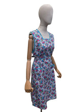 Load image into Gallery viewer, Original 1940's Blue, Pink and White Floral Print Cotton Apron - Great Chore Dress - Would Make A Great Summer Dress - Bust 36 38