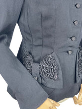 Load image into Gallery viewer, Original 1940's Black Wool Jacket with Real Astrakhan Trim on Collar and Pockets - Bust 36 *