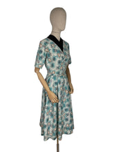Load image into Gallery viewer, Original 1950's Ann Foster Atomic Print Belted Day Dress in Teal, White and Black - Reviersible - Bust 34