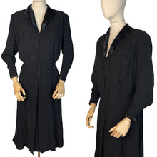 Load image into Gallery viewer, Original 1930’s Black Crepe Redingote with Wonderful Embroidery - Stunning Dress - Bust 40 42 *