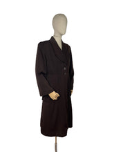 Load image into Gallery viewer, Original 1940's Dark Brown Lightweight Wool Coat with Patch Pockets and Three Button Closure