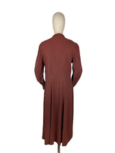 Load image into Gallery viewer, Original 1930's Warm Brown Crepe Dress with Embroidery and Soutache - Bust 36