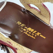 Load image into Gallery viewer, Re-Mix Vintage 1940's Style Peep Toe Wedge Sandals in Brown and Red - UK 7