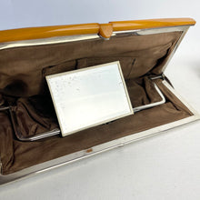 Load image into Gallery viewer, Original 1940’s Chocolate Brown Clutch Bag with Bakelite Clasp
