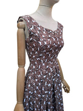 Load image into Gallery viewer, Original 1950's White and Brown Novelty Print Pine Cone Dress and Jacket Set - Bust 34