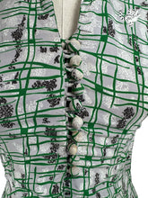 Load image into Gallery viewer, Original 1940's Novelty Print Grey, Green, Black and White Crepe Day Dress Featuring Cats - Bust 32 33 *