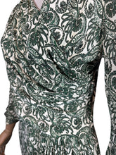 Load image into Gallery viewer, Original 1940's CRESTA SILKS Green and White Rayon Jersey Day Dress - Bust 38